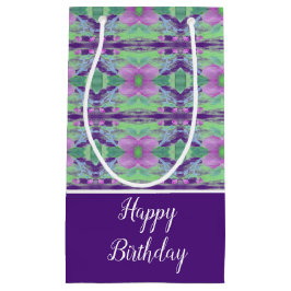 Sacola Para Presentes Pequena Floral Roxo Com Padrão