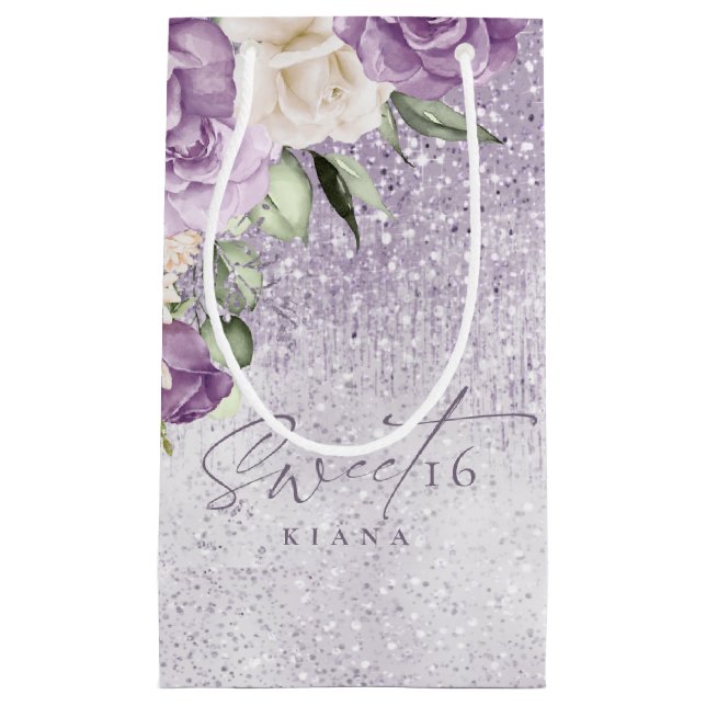 Sacola Para Presentes Pequena Floral Sparkles Sweet Six Mauve ID912 (Frente)