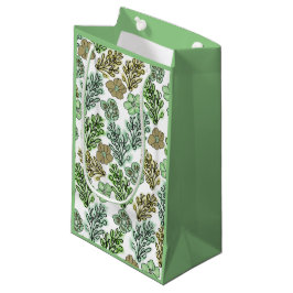 Sacola Para Presentes Pequena Floral Valencia Green Beige