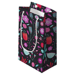 Sacola Para Presentes Pequena Floral Watercolor Dark