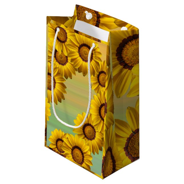 Sacola Para Presentes Pequena Flores amarelas na primavera (Frente inclinada)