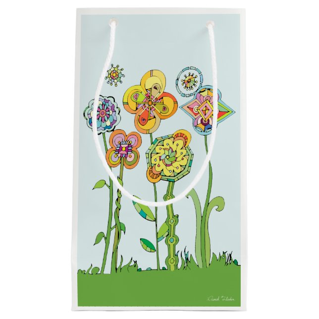 Sacola Para Presentes Pequena Flores Caprichosas (Frente)