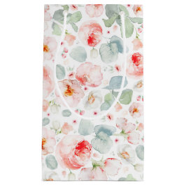 Sacola Para Presentes Pequena Flores Cor-de-Rosa Claro Elegantes Botânicas Fofas