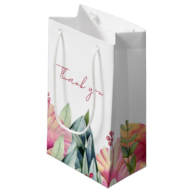 Sacola Para Presentes Pequena Flores de Campo Elegantes Favor Dift Bag (Frente inclinada)