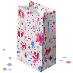Sacola Para Presentes Pequena Flores de Jardim de Algodão Aquarela