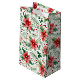 Sacola Para Presentes Pequena Flores de Natal