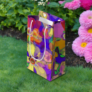 Sacola Para Presentes Pequena Flores de pop Art