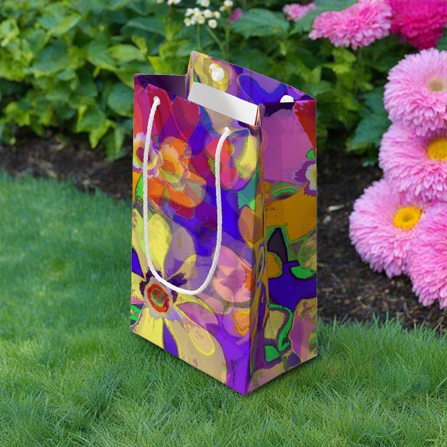 Sacola Para Presentes Pequena Flores de pop Art (Criador carregado)