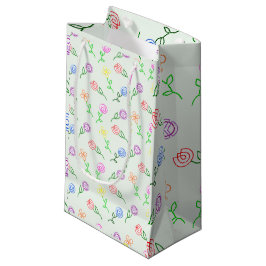 Sacola Para Presentes Pequena Flores Geométricas