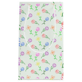 Sacola Para Presentes Pequena Flores Geométricas