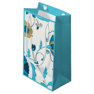 Sacola Para Presentes Pequena Flores Indígenas com Fundo Branco