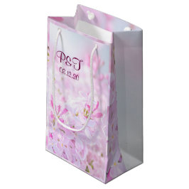 Sacola Para Presentes Pequena Flores lilás rosa