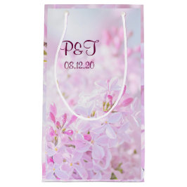 Sacola Para Presentes Pequena Flores lilás rosa