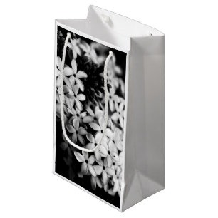 Sacola Para Presentes Pequena flores preto e branco