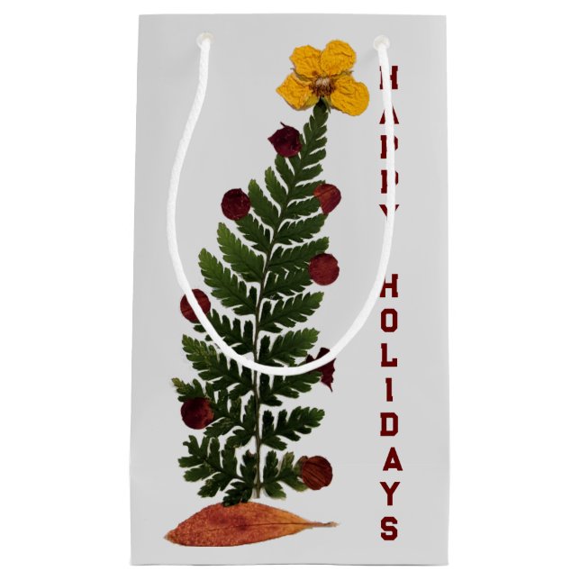 Sacola Para Presentes Pequena Flores Secas Árvore De Natal - Y-Gift Bag (Frente)