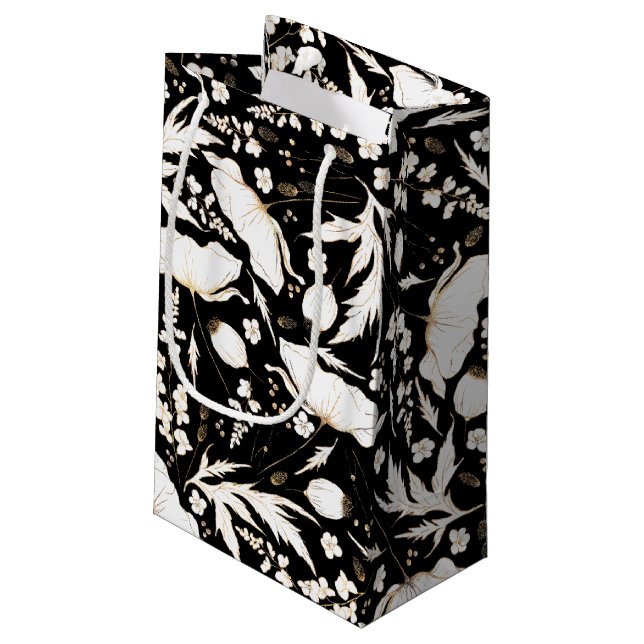 Sacola Para Presentes Pequena Flores Silvestres Desenhadas à Mão Elegantes Doura (Verso inclinado)