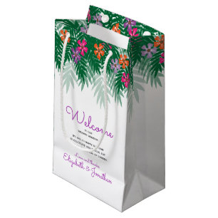 Sacola Para Presentes Pequena Flores tropicais & boa vinda do casamento do ramo