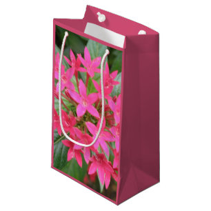 Sacola Para Presentes Pequena Flores Tropicais Brilhantes Rosa-Brilhante Saco-Pr
