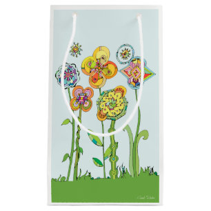 Sacola Para Presentes Pequena Flores Whimsical