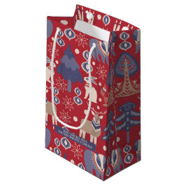 Sacola Para Presentes Pequena Floresta de Natal escandinava personalizada