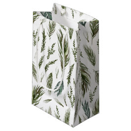 Sacola Para Presentes Pequena Floresta Simples Botânica Aquarela Natal