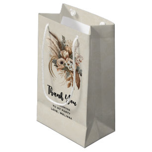 Sacola Para Presentes Pequena Flowers Foliage and Feather Party Obrigado