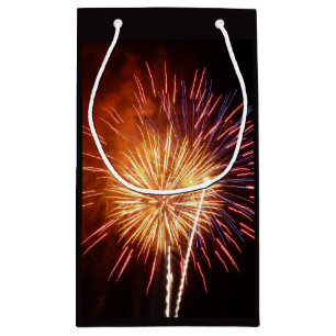 Sacola Para Presentes Pequena Fogo de Artifício Vermelho, Branco e Azul I Patrió