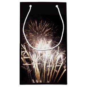 Sacola Para Presentes Pequena Fogos de Artifício Brancos e Dourados I Celebração