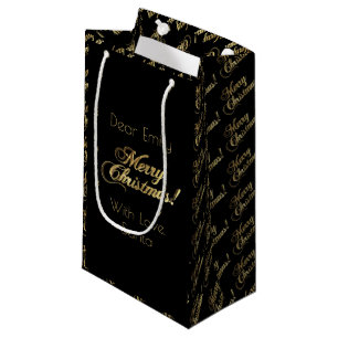 Sacola Para Presentes Pequena Folha Dourado do falso do roteiro do Feliz Natal