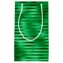 Sacola Para Presentes Pequena Folha verde riscada