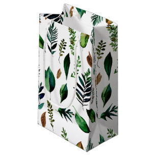 Sacola Para Presentes Pequena Folhagem Verde Natureza Botânica