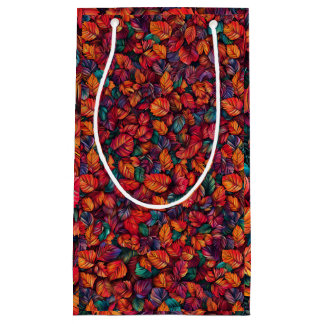 Sacola Para Presentes Pequena Folhas de outono vibrantes
