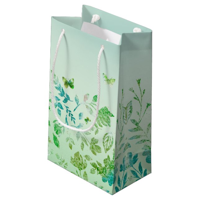 Sacola Para Presentes Pequena Folhas de primavera (Verso inclinado)