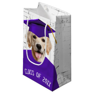 Sacola Para Presentes Pequena Formando de ouro para Retriever com Boné Roxo