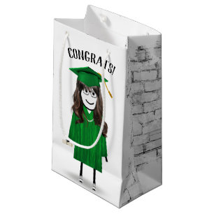 Sacola Para Presentes Pequena Formando Stick Girl com Boné verde e palhaço