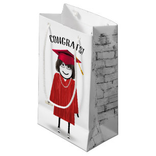 Sacola Para Presentes Pequena Formando Stick Girl com Diploma