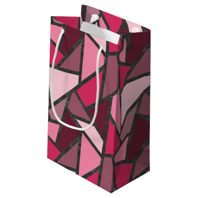 Sacola Para Presentes Pequena Formas de vidro cor-de-rosa (Verso inclinado)