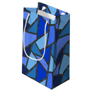 Sacola Para Presentes Pequena Formas de vidro corado a azul