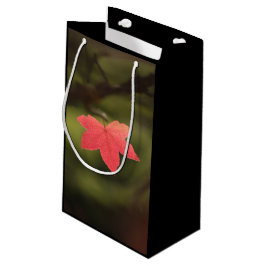 Sacola Para Presentes Pequena Foto de Natureza Folha Vermelha