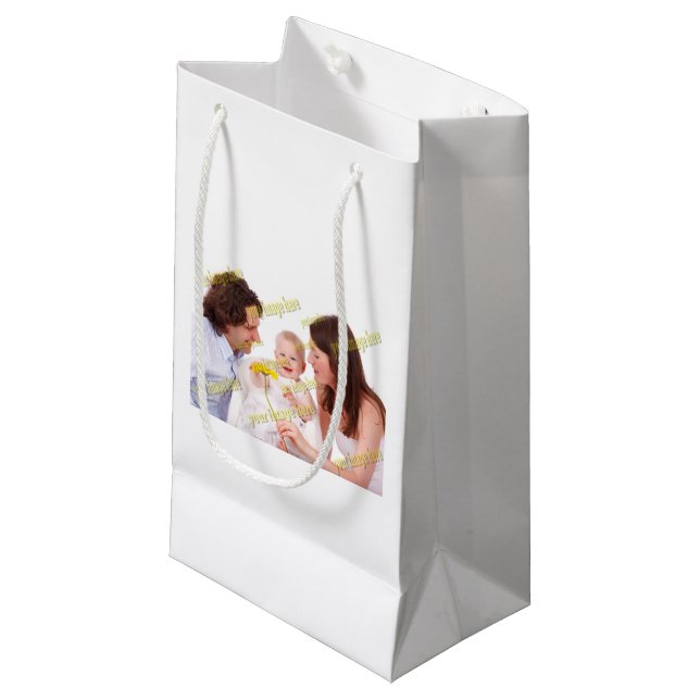 Sacola Para Presentes Pequena Foto FAMILIAR ✨ Excelente Personalização (Frente inclinada)