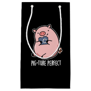 Sacola Para Presentes Pequena Fotografia Perfeita Engraçada Porco Arma Escuro BG
