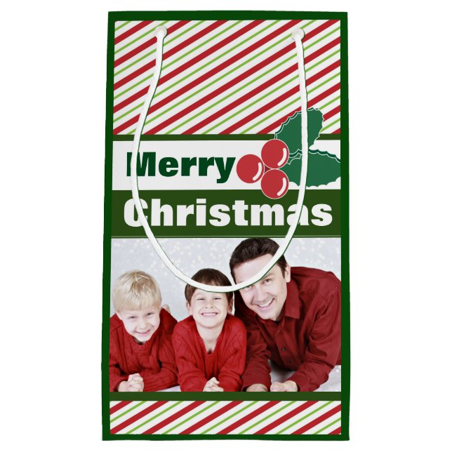 Sacola Para Presentes Pequena Fotografias Festivas Retroativas e Personalizadas  (Frente)