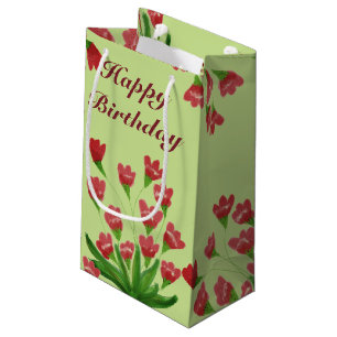 Sacola Para Presentes Pequena Framboesa Flor De Papel Com Saco De Presente