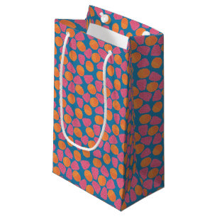 Sacola Para Presentes Pequena Framboesas, Tangerinas, Azul Turquesa Brilhante