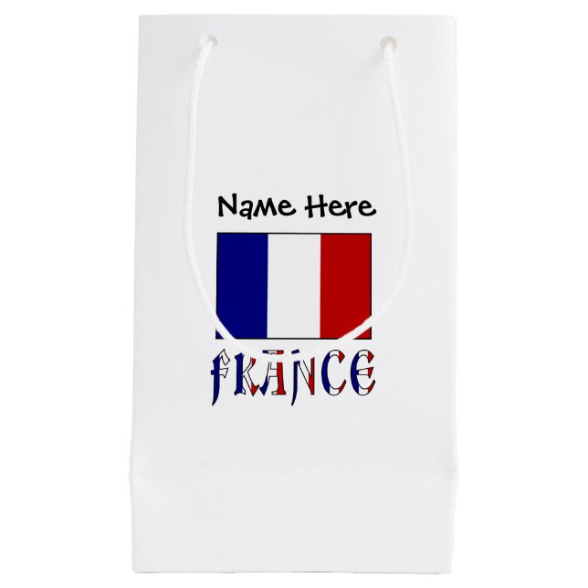 Sacola Para Presentes Pequena França e Sinalizador Francês Personalizados (Frente)
