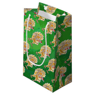 Sacola Para Presentes Pequena Frango De Natal Em Verde
