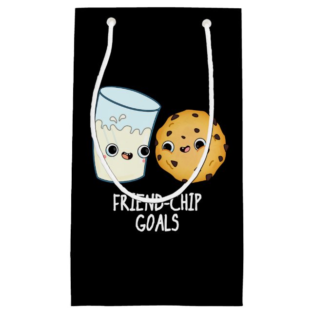 Sacola Para Presentes Pequena Friend Chip Mete Cookies Engraçados Leite Pun Dark (Frente)