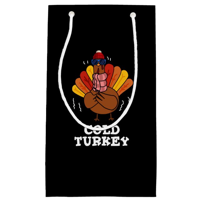 Sacola Para Presentes Pequena Frio Turquia Engraçado Animal Pun Escuro BG (Frente)