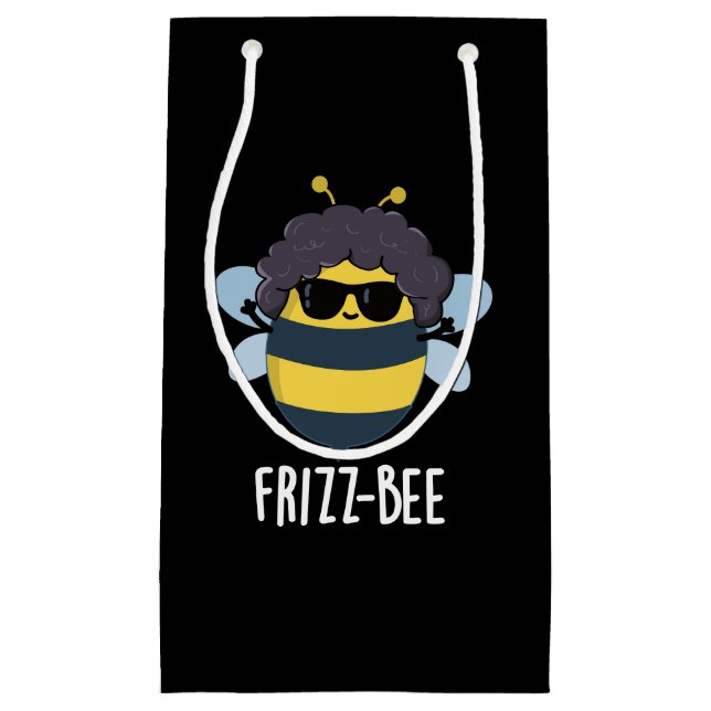 Sacola Para Presentes Pequena Frizz-Bee Engraçado Afro Bee Pun Dark BG (Frente)