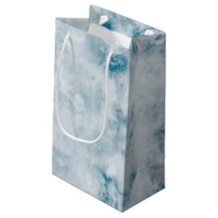 Sacola Para Presentes Pequena Fundo azul de mármore da textura